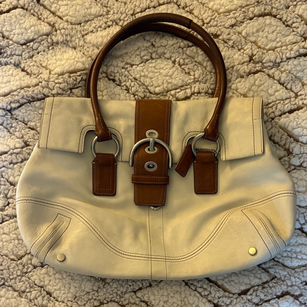 Elegant Cream and Brown Women's Handbag